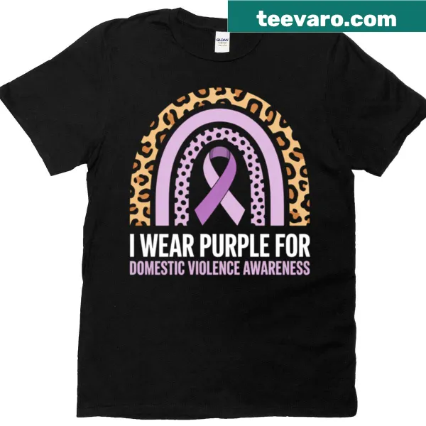 Rainbow-themed t-shirt supporting Domestic Violence Awareness.