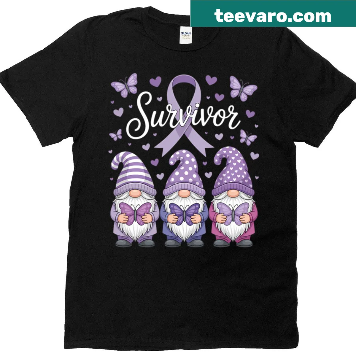 Cute gnome-themed t-shirt supporting Domestic Violence Awareness. — on a men's t-shirt