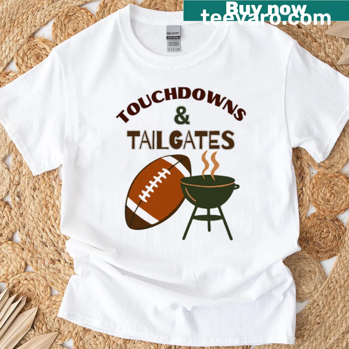 Football game day shirt with bold typography — on a men's t-shirt