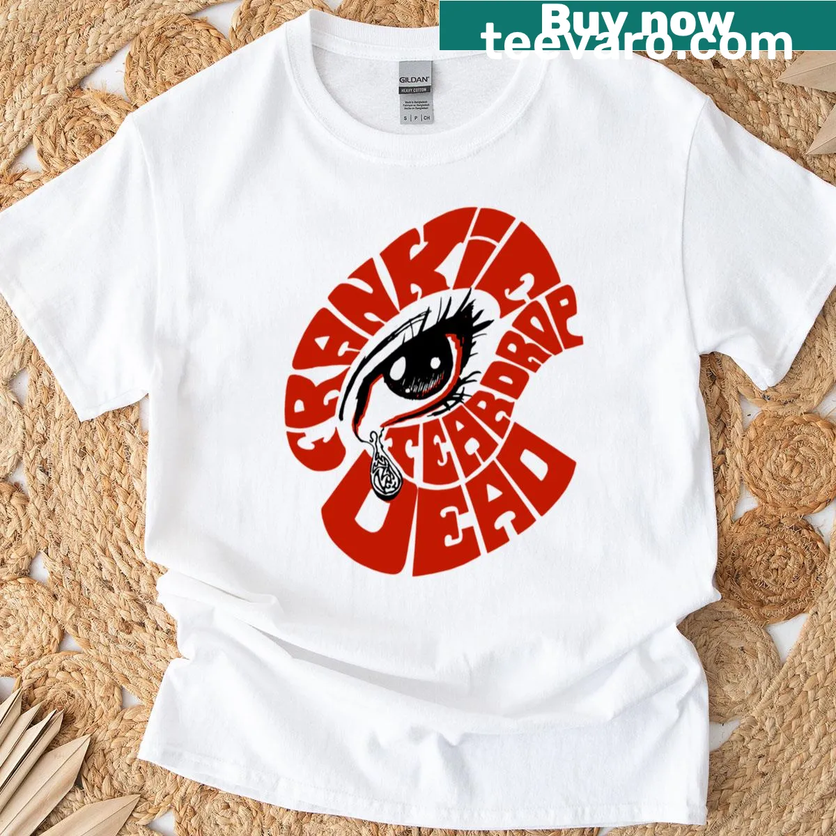 T-shirt featuring Frankie Teardrop artwork by Darren Grealish — on a men's t-shirt