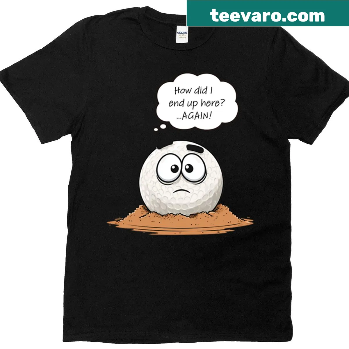 Witty text design about golf frustration on a T-shirt — on a men's t-shirt
