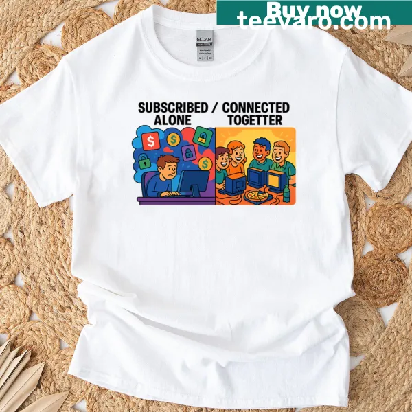 Funny retro gaming design about LAN parties and subscriptions on T-shirt