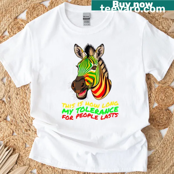 Sarcastic zebra graphic with humorous text on T-shirt