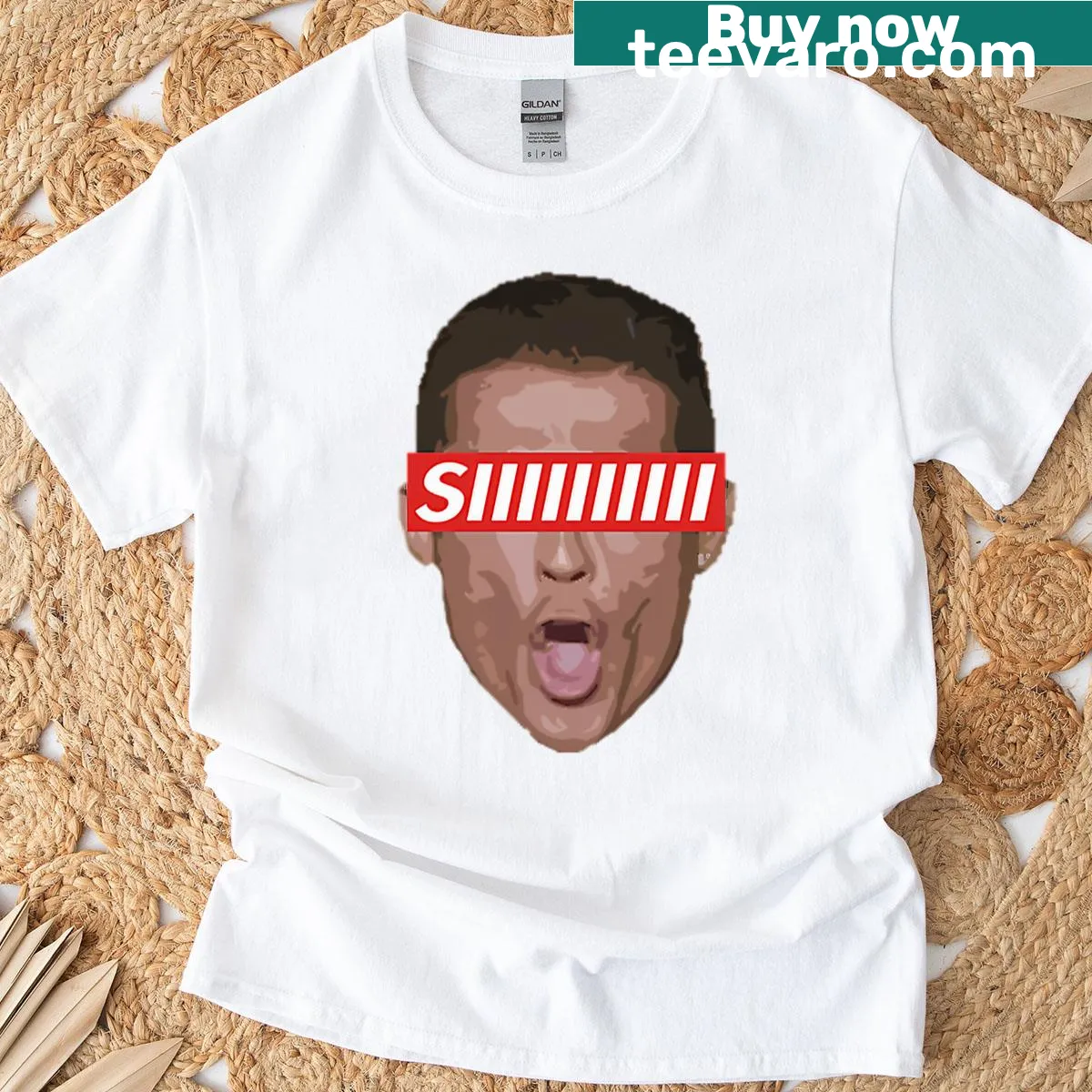 T-shirt illustrating a funny soccer player celebration with a shout — on a men's t-shirt