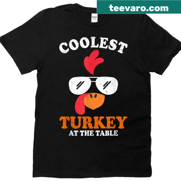 Cartoon turkey t-shirt for kids with funny Thanksgiving text