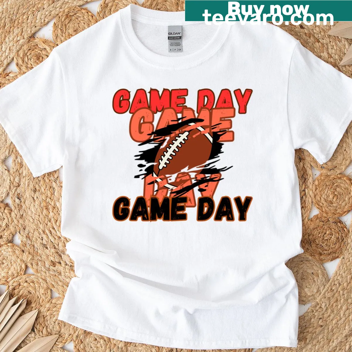 Bold football design on a sports fan t-shirt — on a men's t-shirt