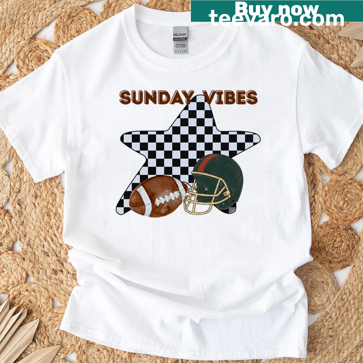 Retro football helmet T-shirt for game day — on a men's t-shirt