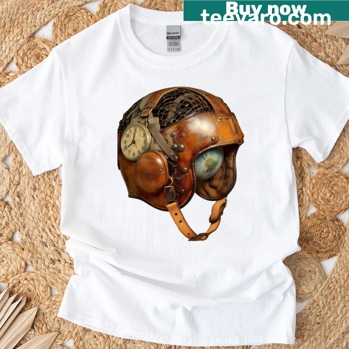 Emblematic design T-shirt featuring global headgear — on a men's t-shirt