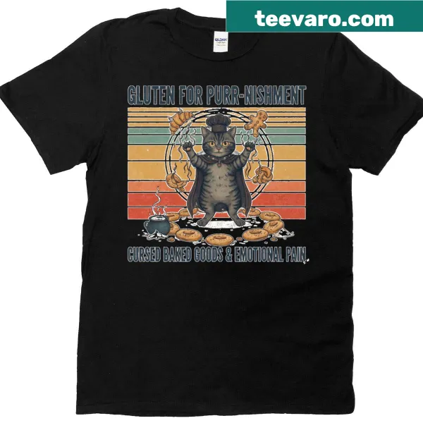 Funny typography design with cat and baking theme on a shirt