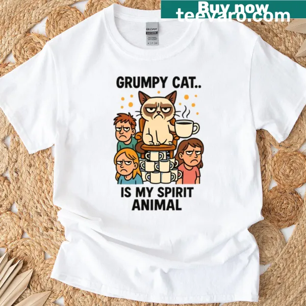 Funny T-shirt featuring Grumpy Cat with humorous text