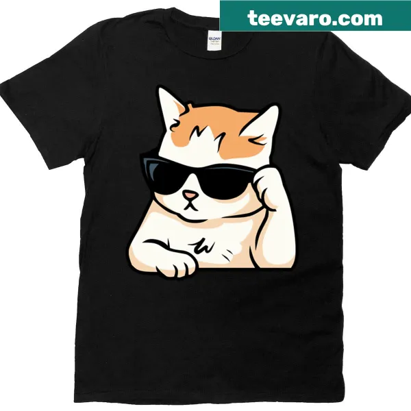 Cute shirt with an illustration of a handsome cat wearing glasses