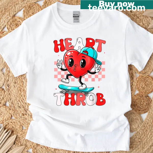 Retro heart graphic t-shirt for kids on Valentine's Day
