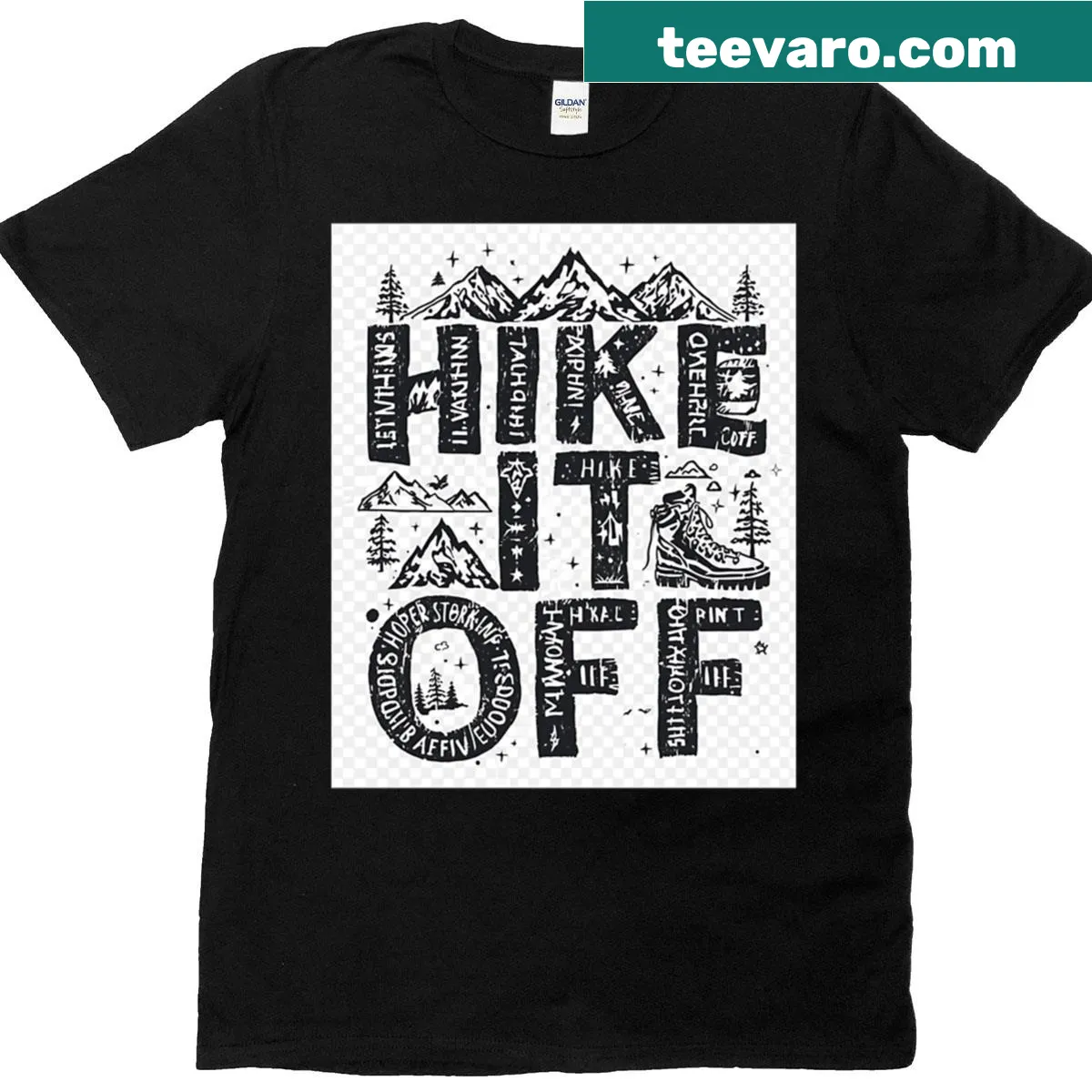Motivational T-shirt with 'Hike It Off' graphic — on a men's t-shirt