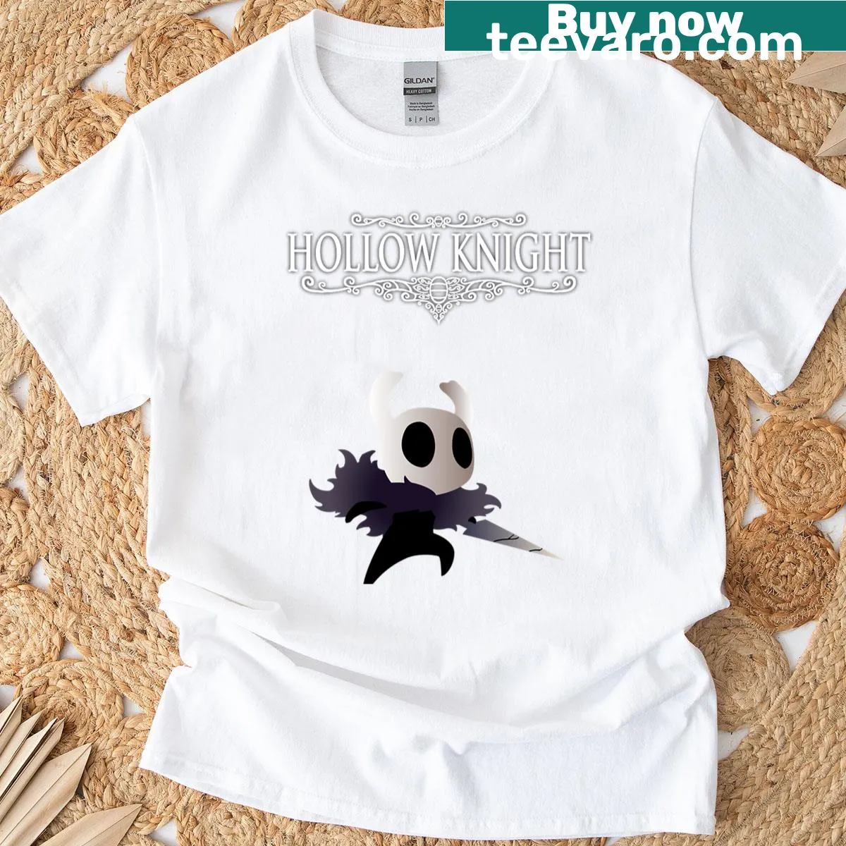 Oversized t-shirt featuring Hollow Knight character — on a men's t-shirt