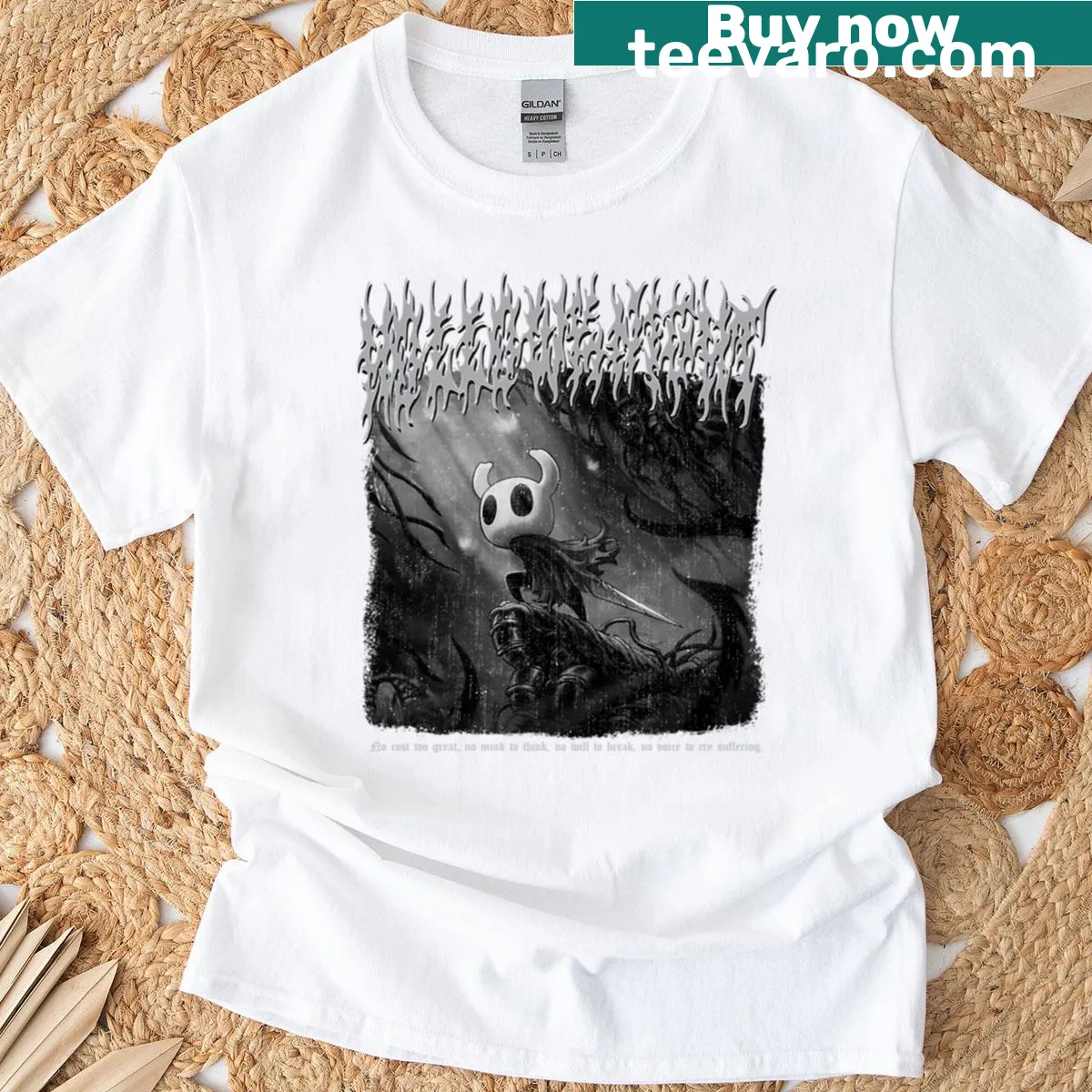 Artistic Hollow Knight graphic on a T-shirt — on a men's t-shirt