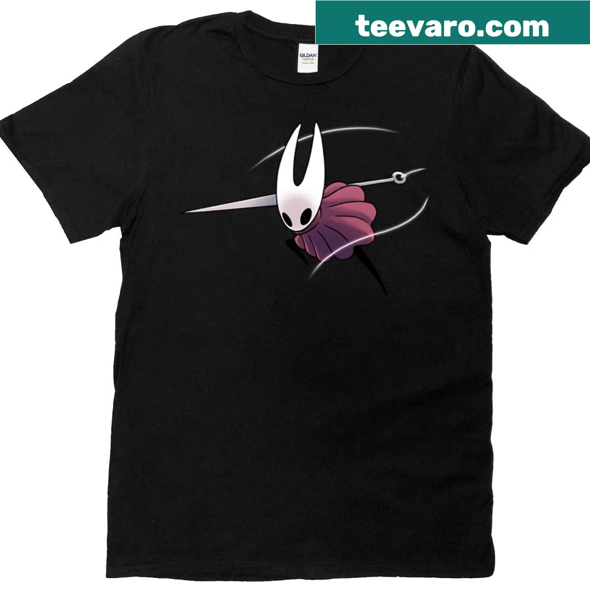 Illustration of Hornet attacking from Hollow Knight Silksong on a t-shirt — on a men's t-shirt