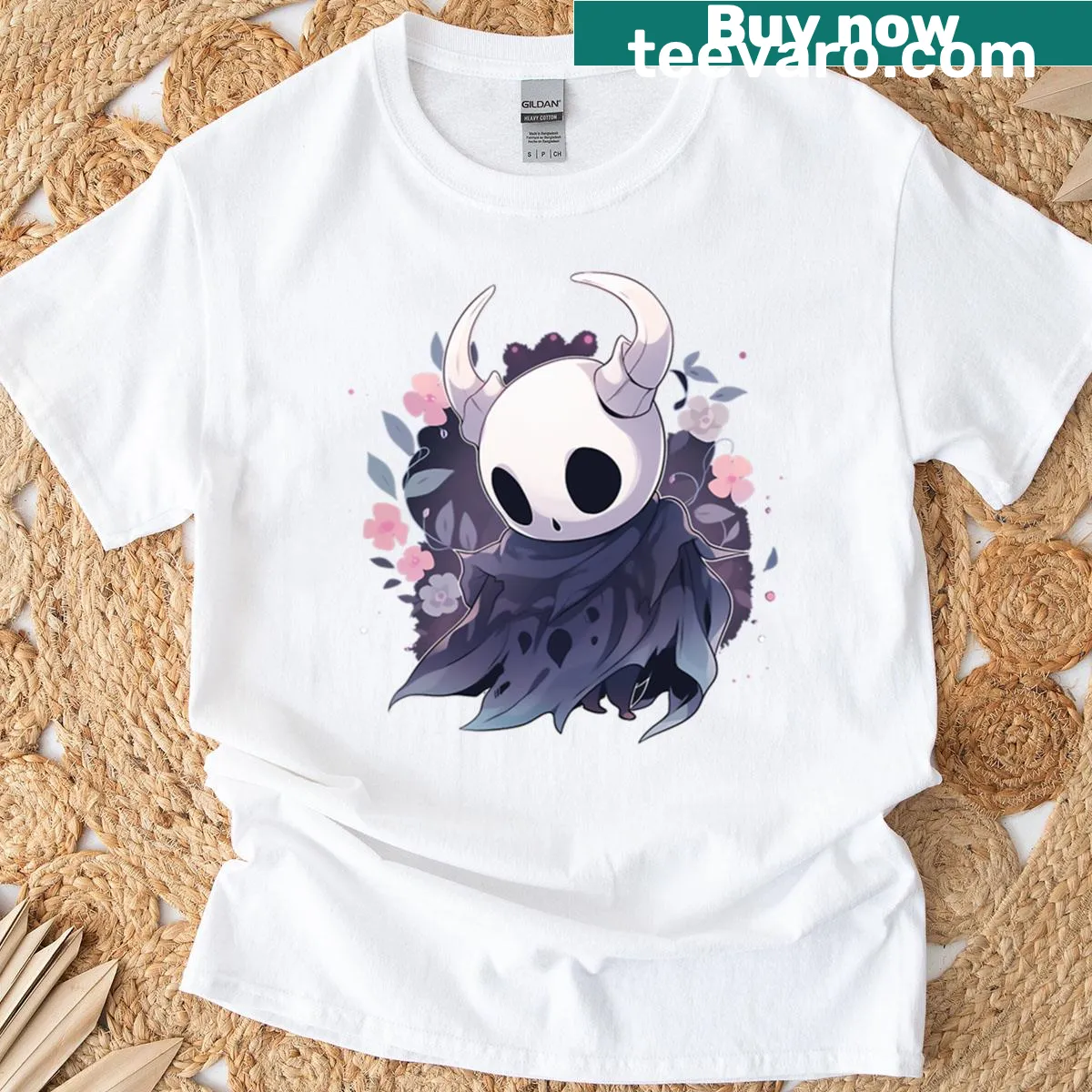 Illustrative Hollow Knight Silksong t-shirt featuring the protagonist — on a men's t-shirt
