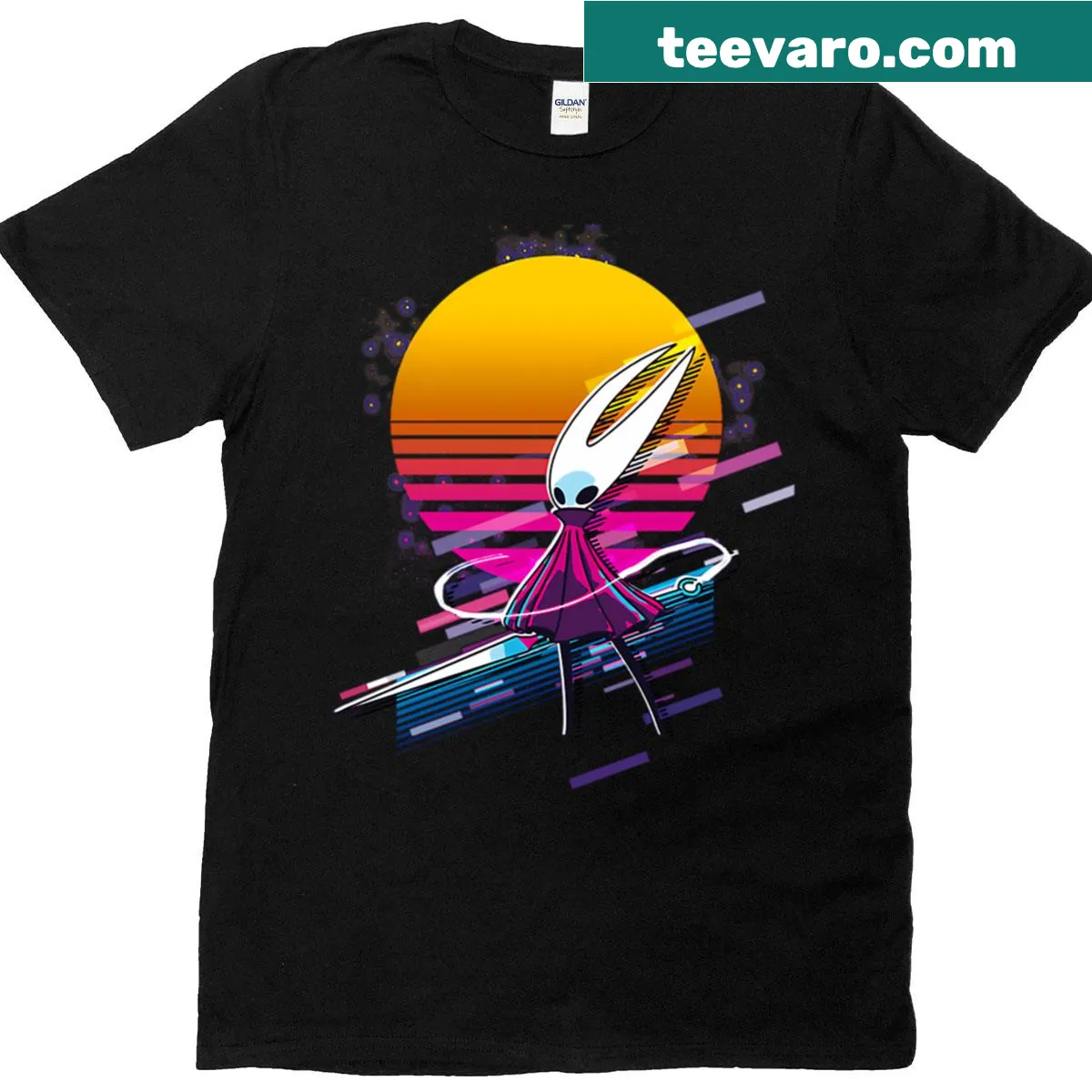 Retro shirt featuring Hornet from Hollow Knight Silksong — on a men's t-shirt