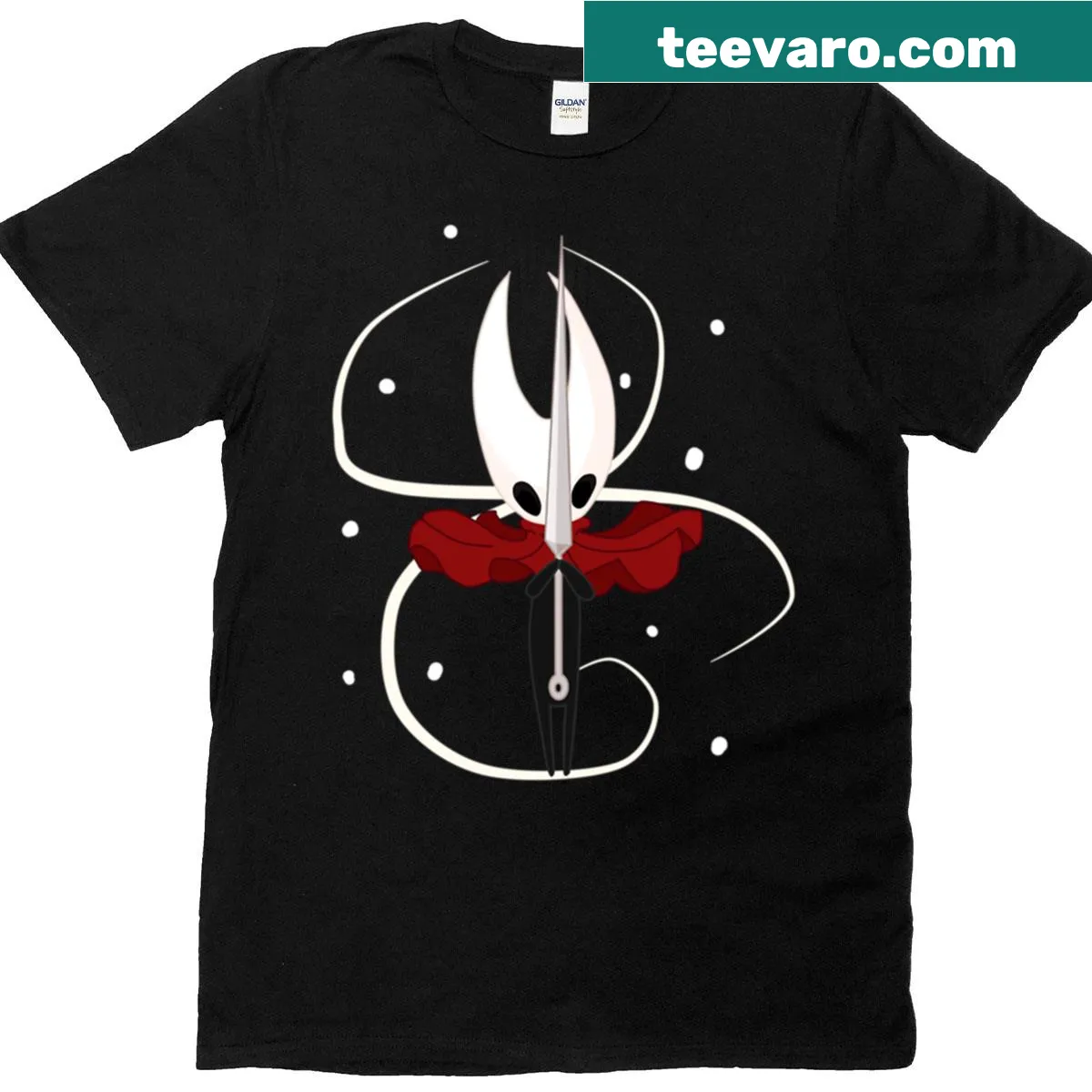 Illustrative t-shirt inspired by Hornet Silksong game — on a men's t-shirt
