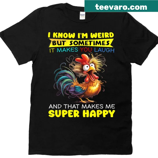 Whimsical t-shirt with the phrase about being weird and making others laugh