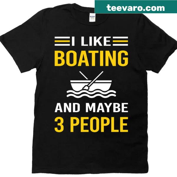 Playful T-shirt with I Like 3 People and boat illustrations