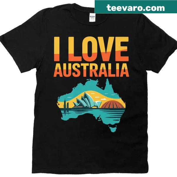 Illustrated T-shirt featuring iconic Australian landmarks