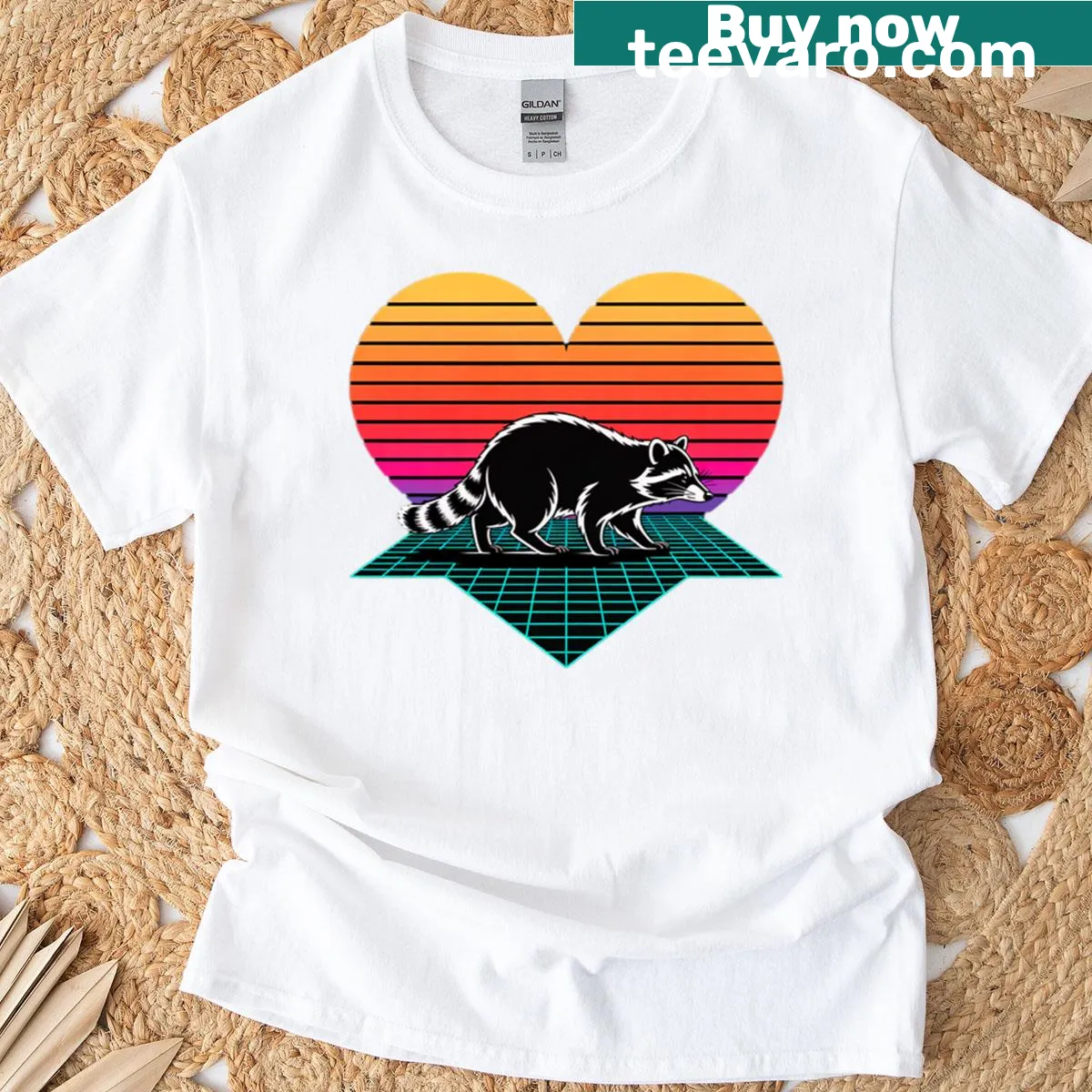 T-shirt featuring a cute raccoon graphic with 'I Love My Pet Raccoon' text — on a men's t-shirt