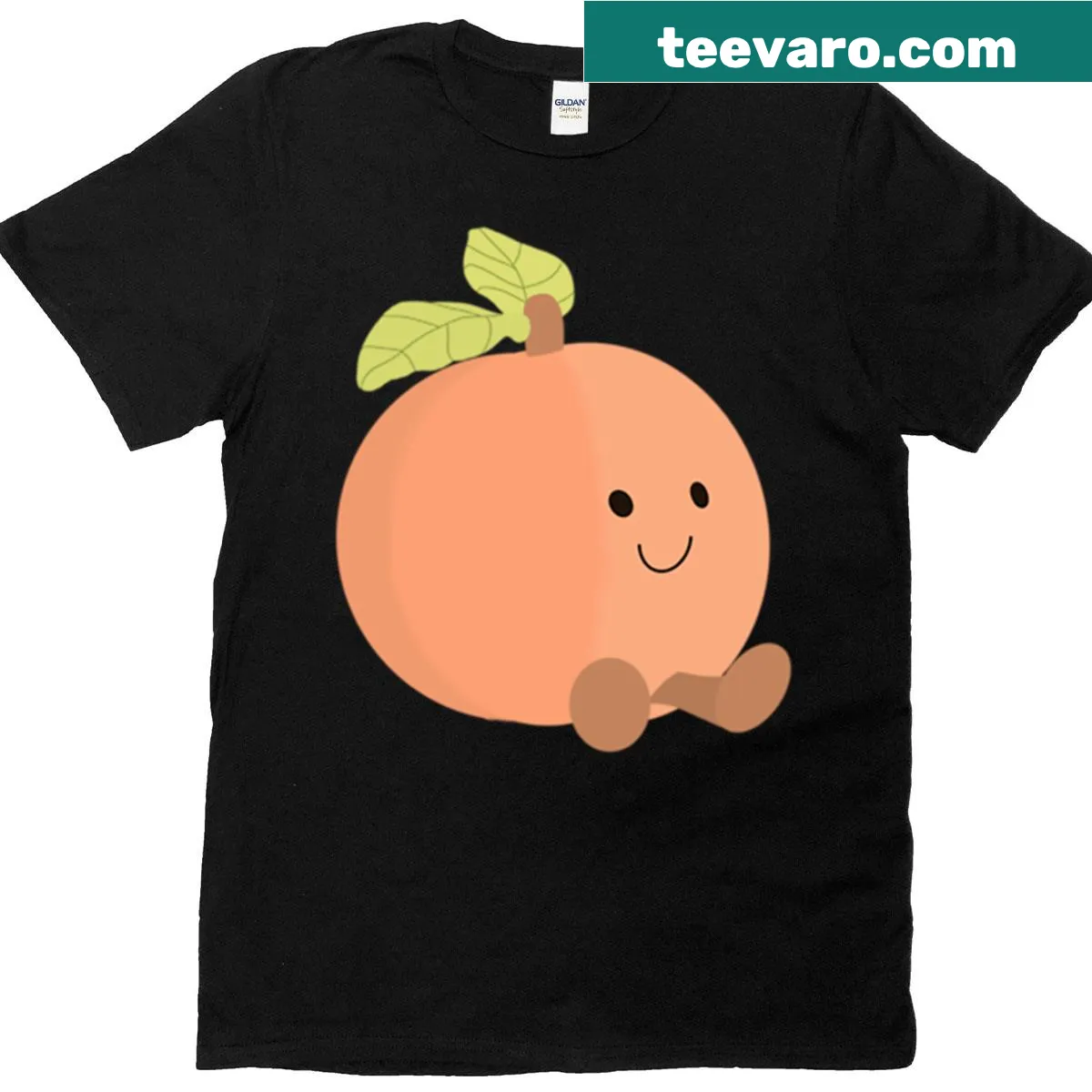 Cute t-shirt featuring a cartoon jelly peach plushie — on a men's t-shirt