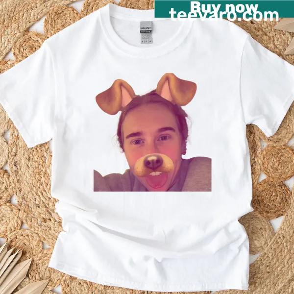 Playful T-shirt featuring a dog filter design and streaming culture