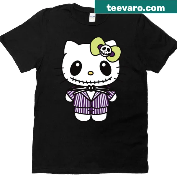 Kitty skeleton T-shirt with intricate spooky design