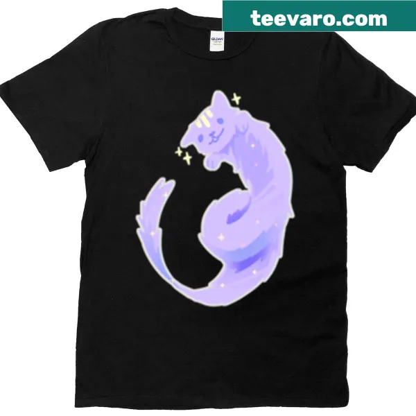 Illustration of a magical space cat on a T-shirt