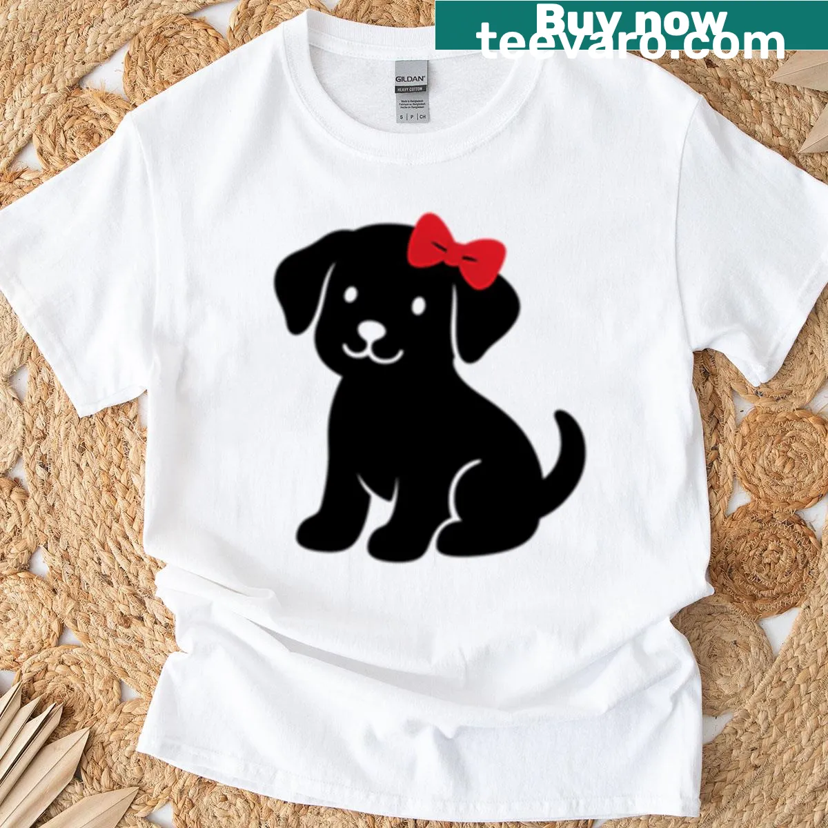 Bold black silhouette of a loyal dog on a t-shirt — on a men's t-shirt