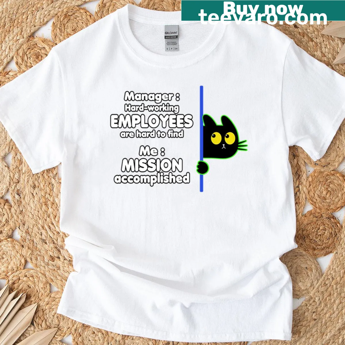 Clever t-shirt for managers with humorous text about employees. — on a men's t-shirt