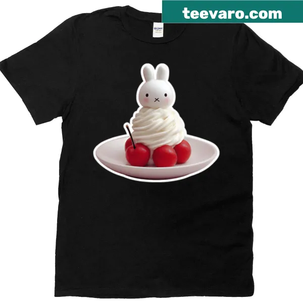 Cute Miffy cartoon T-shirt featuring delightful desserts.