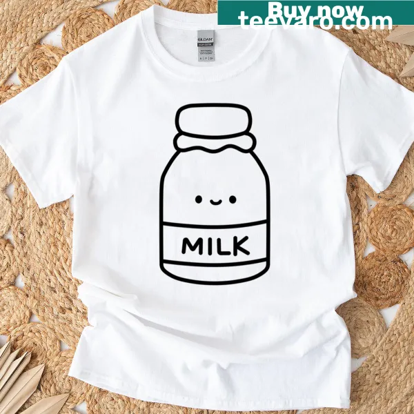 Minimalist T-shirt featuring a simple milk line graphic