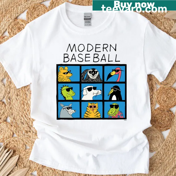 Cartoon animals enjoying baseball on a playful T-shirt