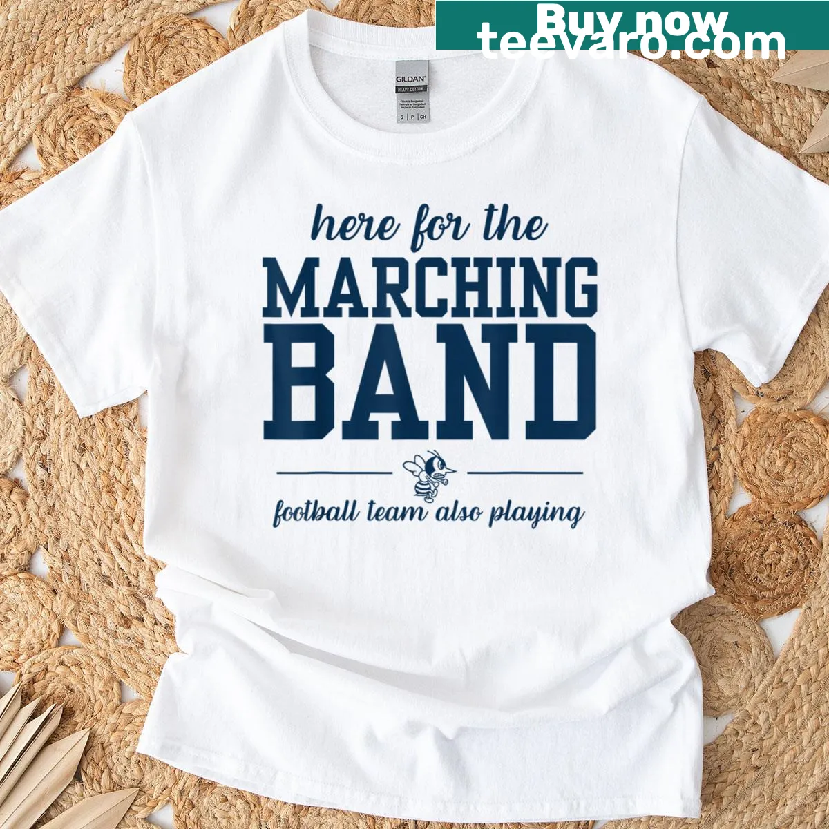 Supportive t-shirt for Monroe Hornets marching band fans. — on a men's t-shirt