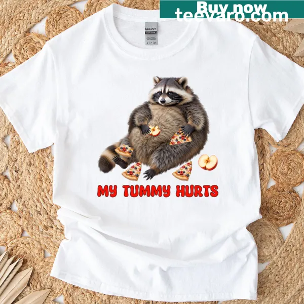 Cartoon raccoon graphic t-shirt with a funny saying