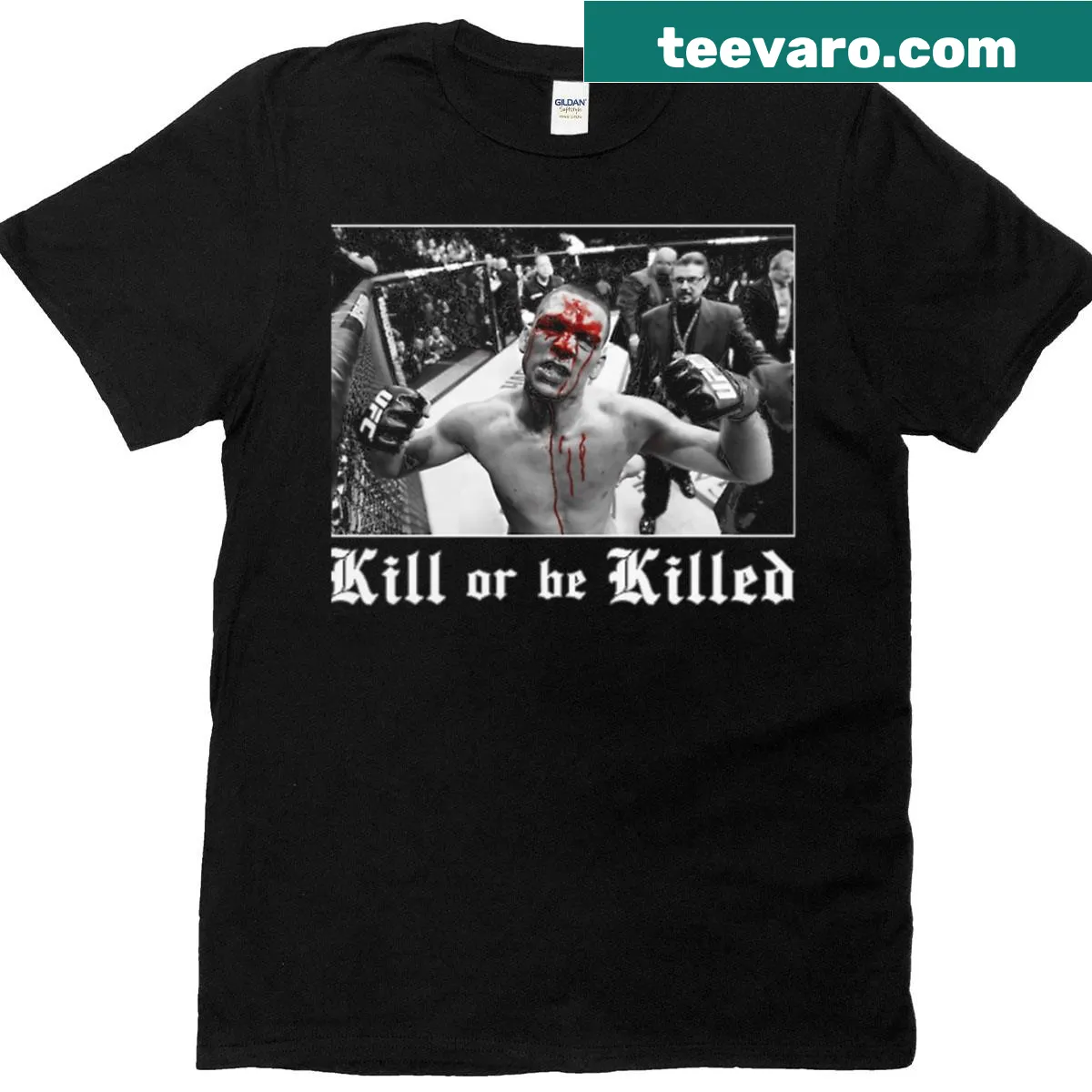 T-shirt featuring Nate Diaz graphic for MMA fans — on a men's t-shirt