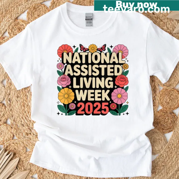 Funny healthcare T-shirt with floral design for Assisted Living Week