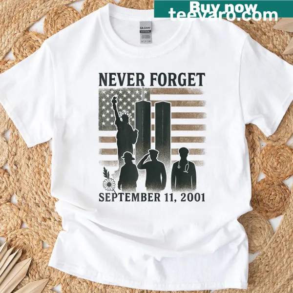 Memorial Day T-shirt with American flag and September 11 tribute
