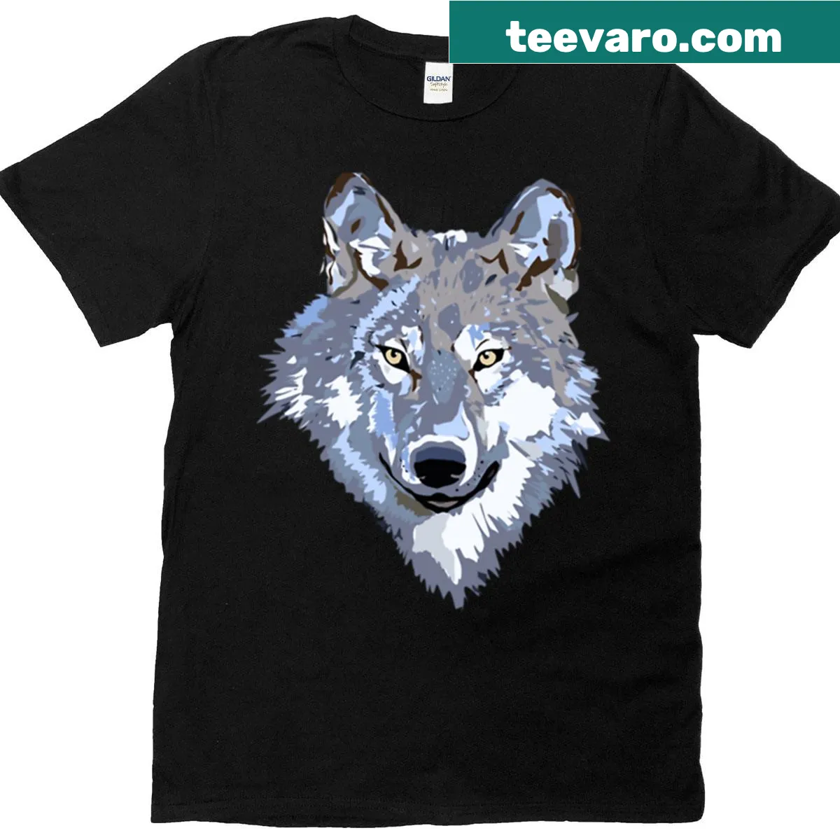 Illustrated T-shirt featuring a majestic wolf design — on a men's t-shirt