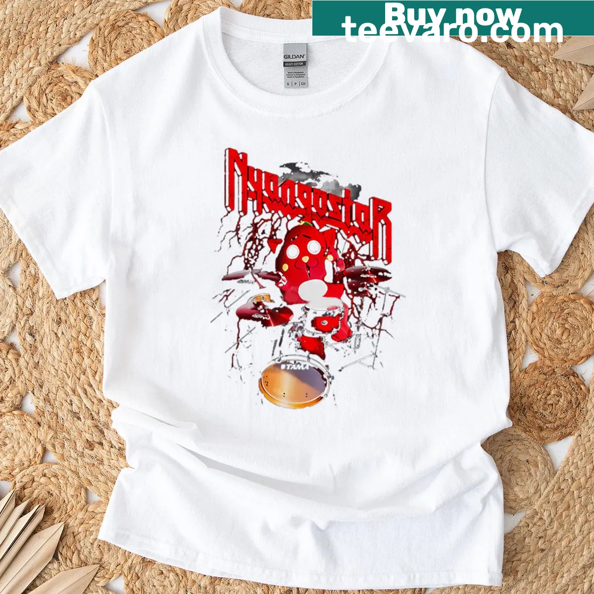 Cartoon Nyango Star design on a humorous T-shirt for cat lovers. — on a men's t-shirt