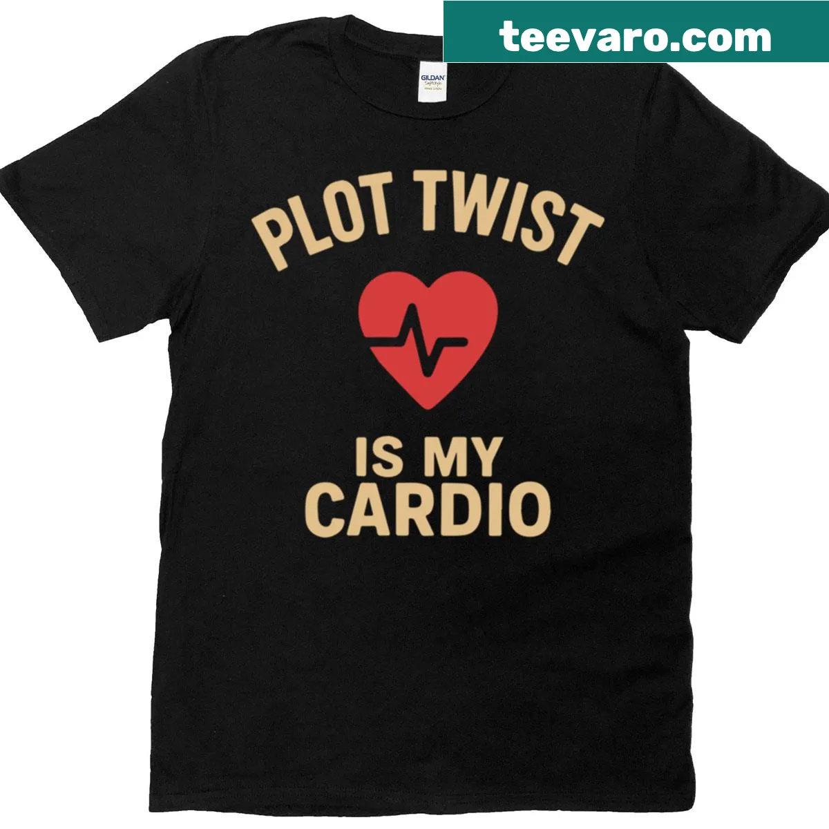 Funny fitness quote 'Plot Twist Is My Cardio' on an oversized t-shirt — on a men's t-shirt