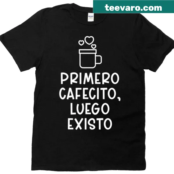 Spanish coffee quote T-shirt with whimsical typography