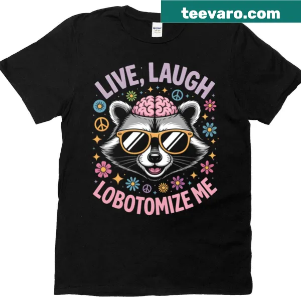 Sarcastic raccoon T-shirt with bold text and illustrations