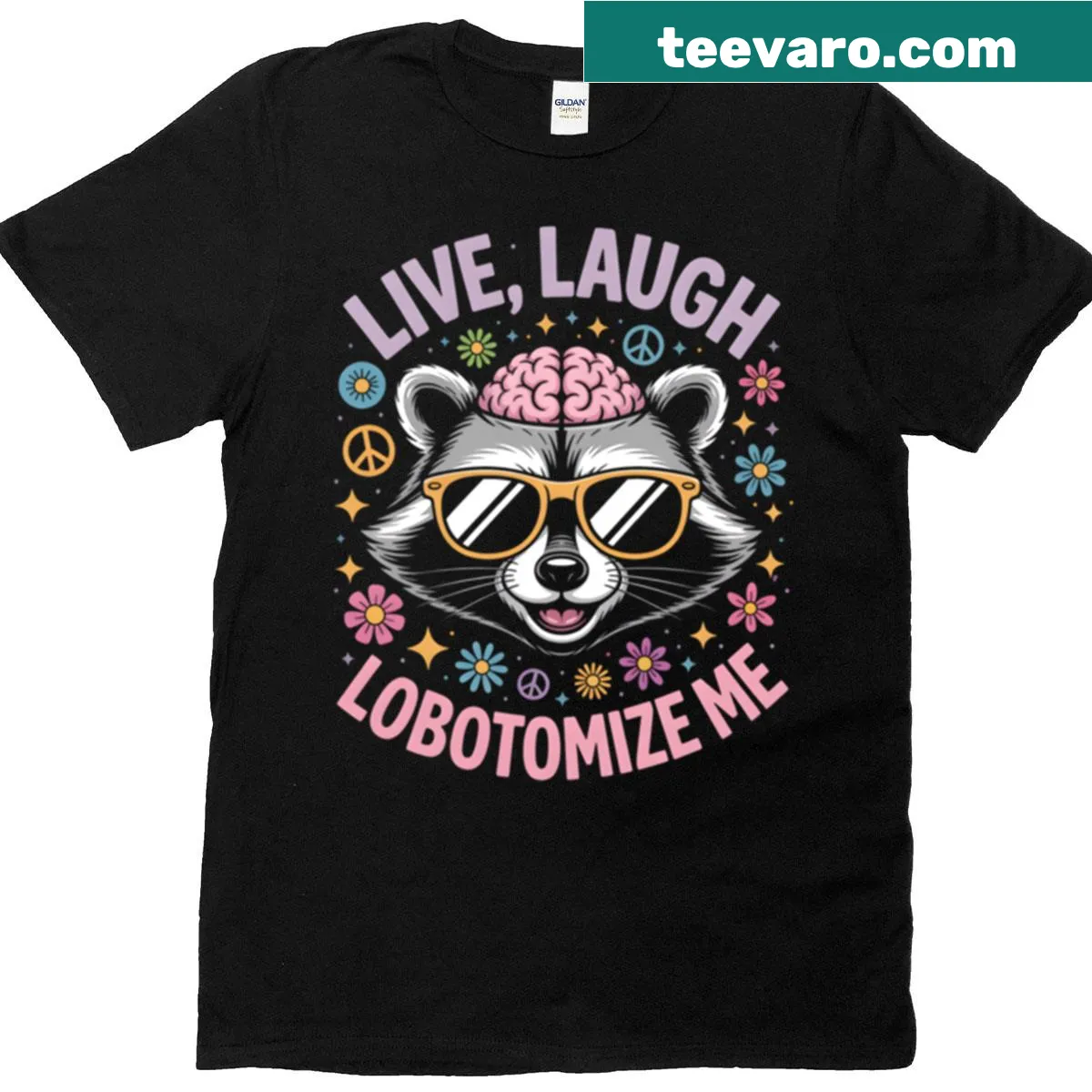 Sarcastic raccoon T-shirt with bold text and illustrations — on a men's t-shirt