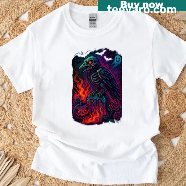 Mystical raven surrounded by stylized flames