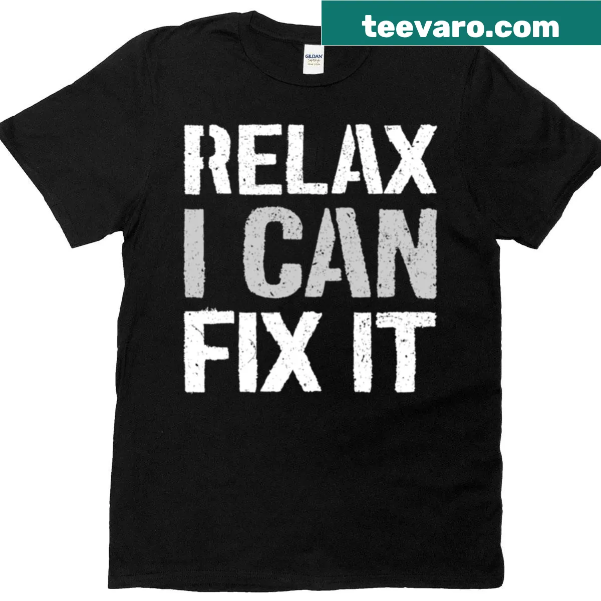 Funny T-shirt with the phrase 'Relax I Can Fix It' for mechanics — on a men's t-shirt