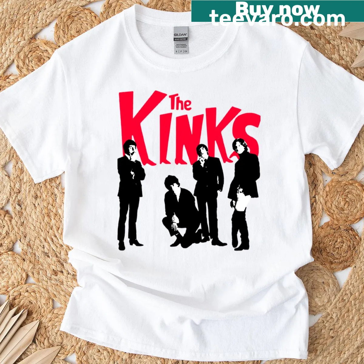 Vintage distressed t-shirt featuring The Kinks band members — on a men's t-shirt